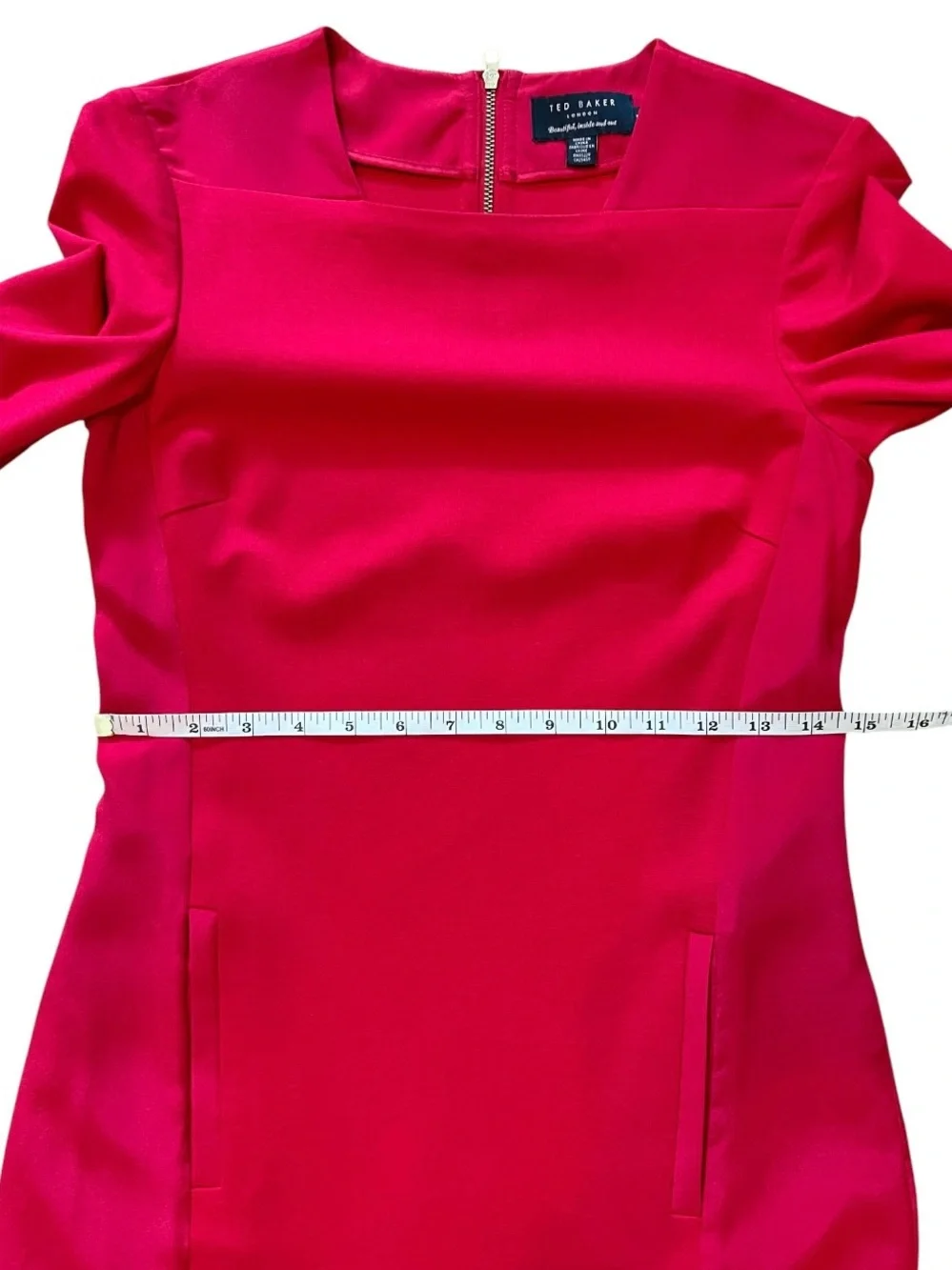 Ted Baker Red Long Sleeve Sheath Dress